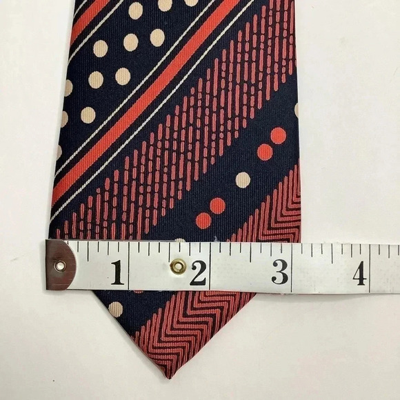2/$30 VINTAGE Navy Silk Stripe Tie & Pocket Square - Picture 8 of 16